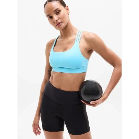 Athleta M Train Free Sport Bra Aqua Blue Medium Cup A-C - Picture 2 of 6
